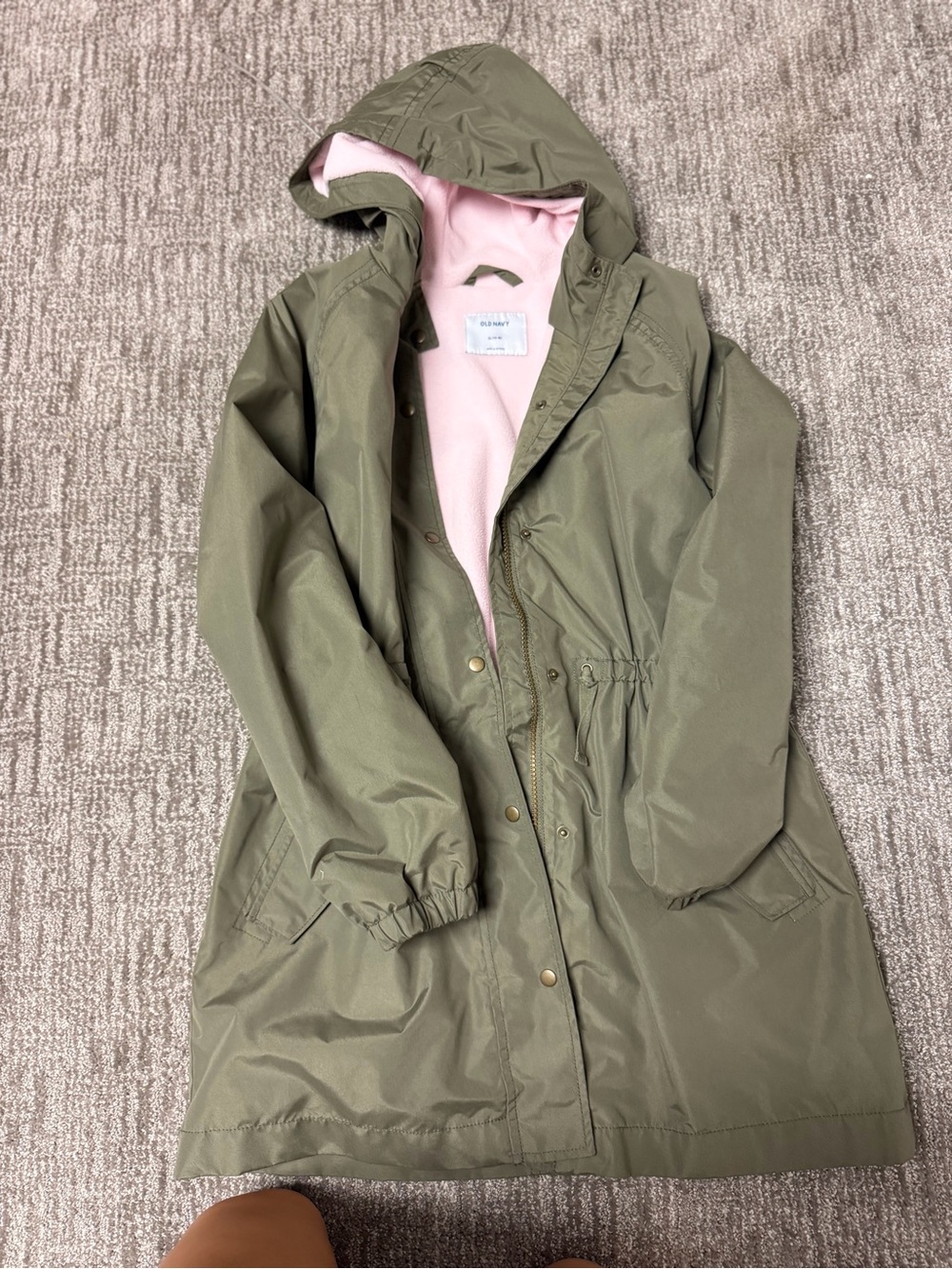 Old navy Olive Trench Coat with Pink Lining
